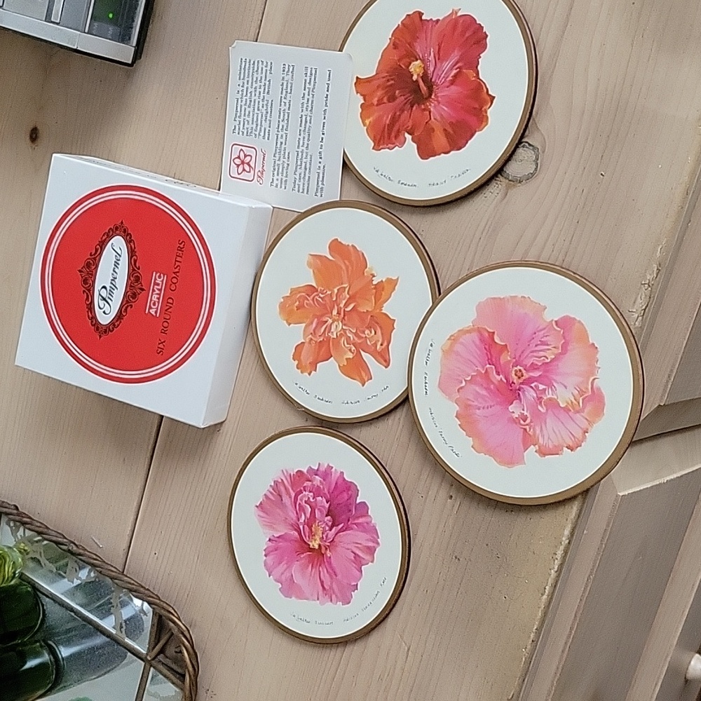 Pimpernel Acrylic Coasters- Carribean Hibiscus